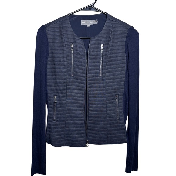 Lola & Sophie Jackets & Blazers - Lola & Sophie Cotton Blend Quilted Faux Suede Knit Zip Moto Jacket Womens XS